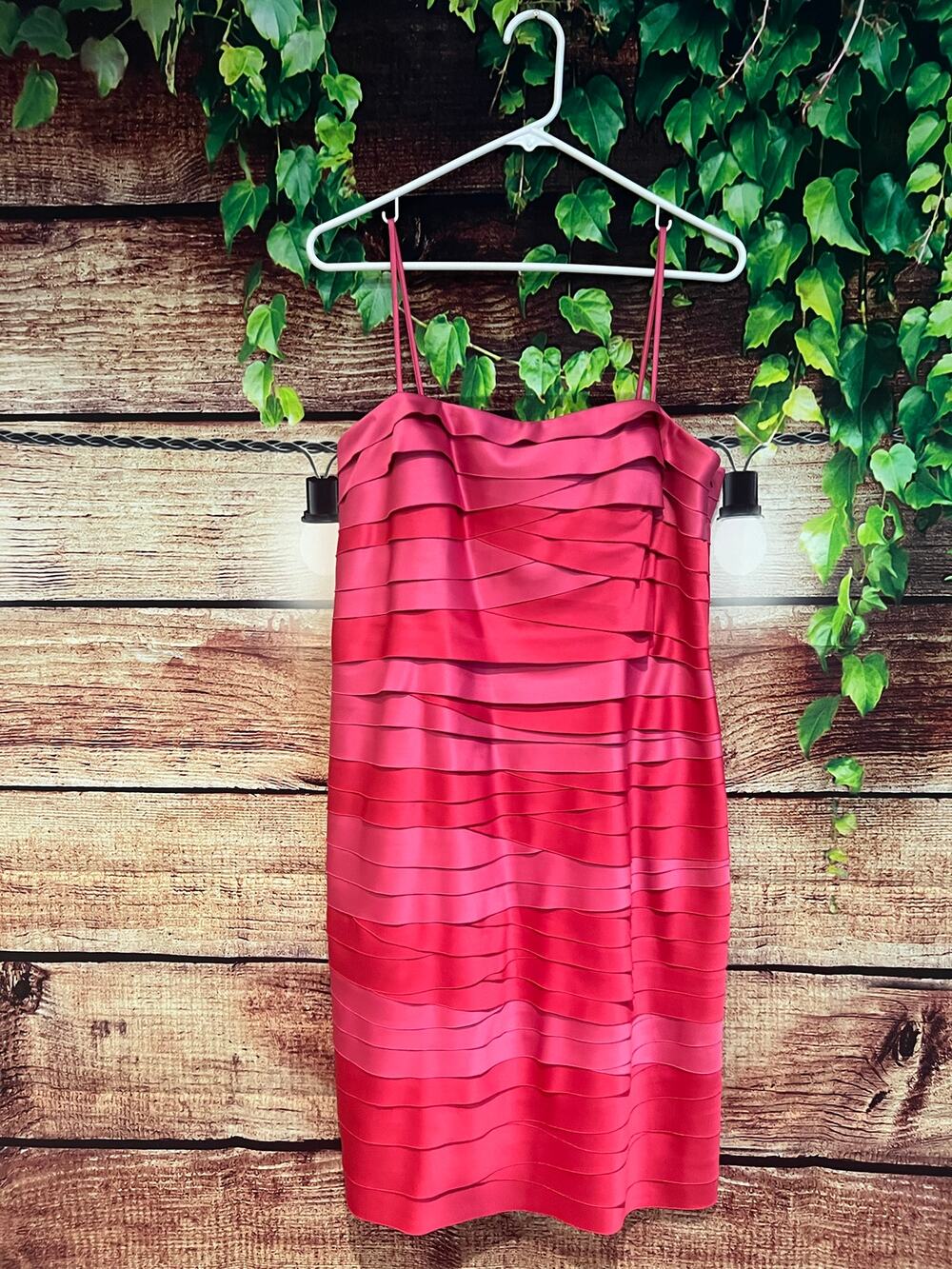 Vintage JS Collections Layered Spaghetti Strap Tiered Mini Dress Prom Pink Sz 12